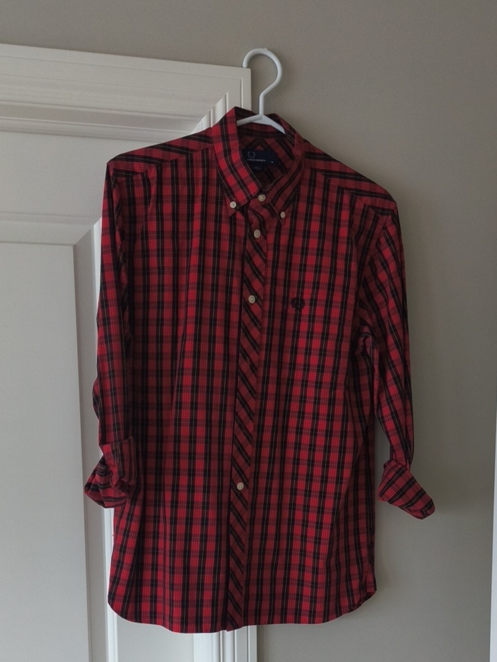 Fred Perry Red and Black Plaid Button-Down Shirt